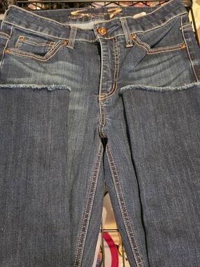 Seven7 Women's Skinny Jeans in Dark Blue with Contrast Stitching